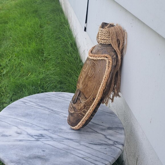 Handcrafted Tribal Wooden Mask Wall Hanging Home Decor Made in Indonesia 30 cm - Picture 3 of 10